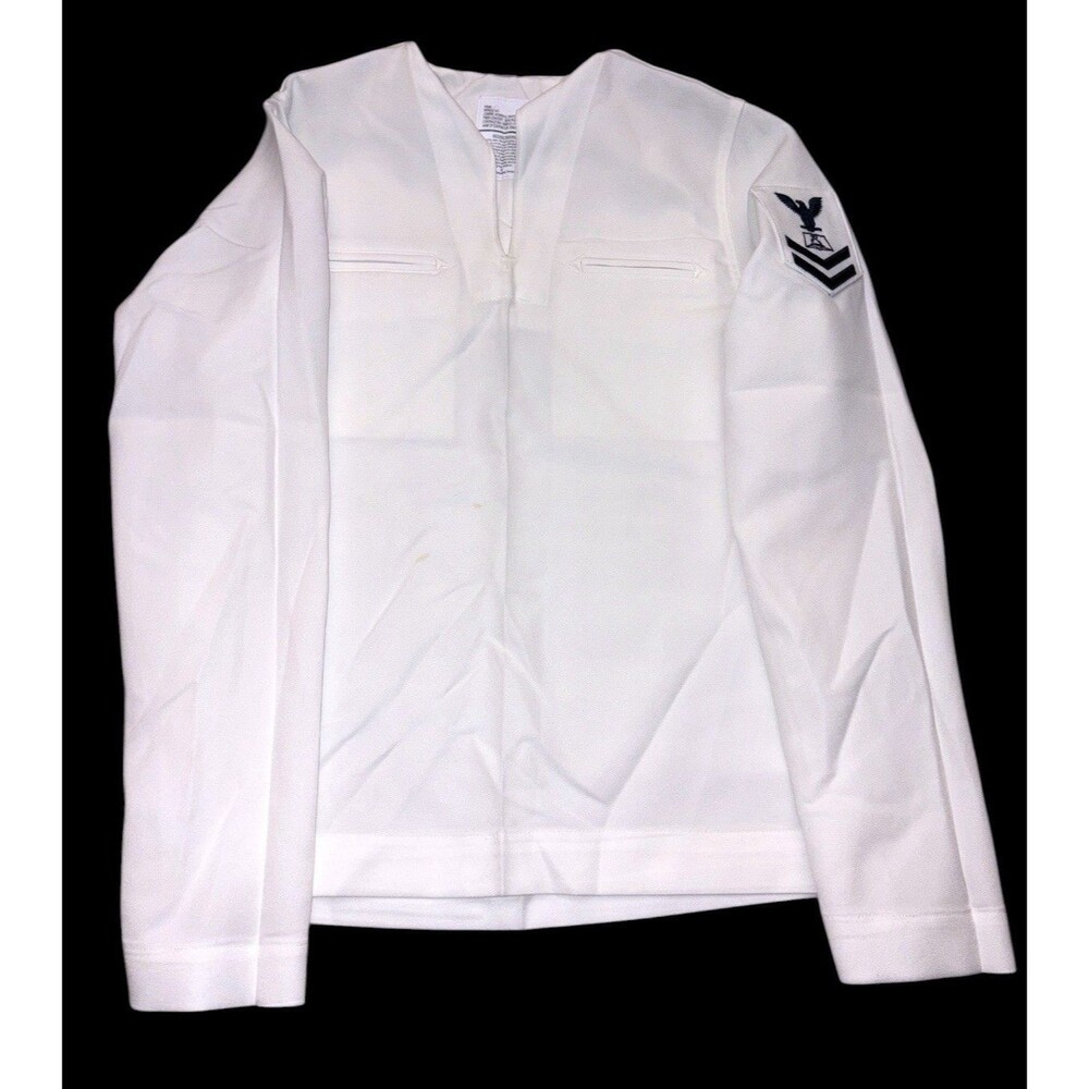 US Navy Sailor Uniform Cadet Deck Top Women's Large White Cracker Jack Jumper